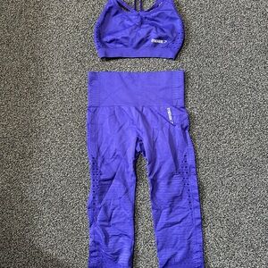 Purple Gymshark Sports Bra and Leggings Set